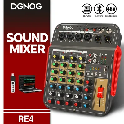DGNOG-Centre commercial audio RE4 4 canaux console DJ Assad alimentation fantôme 48V Bluetooth