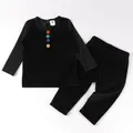 Ensemble de vêtements décontractés pour bébé haut et pantalon longs boutons colorés velours noir