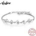 Bracelet en argent Sterling S925 Aaa en cristal Zircon rubik's Cube Bracelet d'amour pour femmes