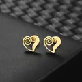 Boucles d'oreilles en spirale en forme de coeur pour femmes acier inoxydable breloques goujon