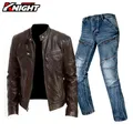 Veste de moto imperméable en cuir PU pour homme veste de motard rétro pantalon de motocross veste