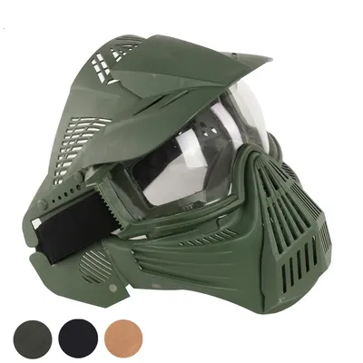 Masque facial tactique complet avec lentille pour la chasse Airsoft Paintball CS protection des