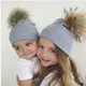 Chapeau en coton pour maman et bébé 1 pièce chapeau chaud d'hiver pour femmes et enfants bonnets