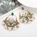 Boucles d'oreilles paon en cristal vert vintage pour femmes boucles d'oreilles pendantes ethniques
