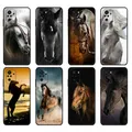 Coque noire en tpu pour Xiaomi étui imprimé Animal cheval pour Redmi Note 9T Note 9T Note 10 Pro