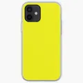 Coque de téléphone jaune fluo brillant étui imprimé pour iPhone 6 6S 7 8 Plus 11 12 13 Pro Max Mini