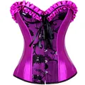 Burlesque-Corset Push Up à Imprimé Floral en Satin pour Fille Bustier Overbust Taille Y-Plus