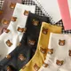 Chaussettes respirantes en coton peigné pour femmes avec motif d'animal mignon ours dessin animé