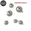 G23 Titanium Micro Dermal Injector Replacement Top Ball Piercing Gem Surface Piercings 16G 14G