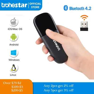 Trohestar – Scanner de codes-barres 1D/2D lecteur de codes-barres sans fil 2.4G Bluetooth pour
