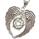 Collier en forme d'aile d'ange surdimensionné pendentif en pentagramme païen cœur tombé style