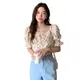 Chemisier en mousseline de soie imprimé Floral Style coréen col carré coupe Slim avec lacets