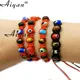 Bracelets yeux en verre et œil de tigre tissés avec fil rouge ou noir pour la protection de