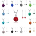 QianBei-Ensemble de collier pendentif boule de cristal pour femme 13 documents bijoux fantaisie