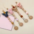 Attache-sucette lapin en bois sans JOBPA pour bébé crochet perles nouveau-né 1 pièce