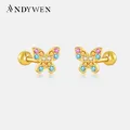 ANDYWEN – boucles d'oreilles papillon colorées pour femmes Clips en ZIrcon CZ en argent Sterling