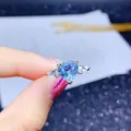 Bague de luxe pour la saint-valentin imitation saphir bleu ciel cœur d'amour zircone cubique