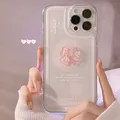 Coque transparente antichoc 3D Crystal Bow Love Coussins pour iPhone coque souple mignon 15 14