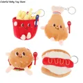 Porte-clés en peluche pour enfants 1 pièce Kawaii nourriture pain Hamburger Hot Dog frites