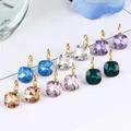 Boucles d'oreilles pendantes en cristal autrichien pour femmes goujon Kendning de forme carrée