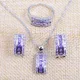Ensemble de bijoux en cristal violet argent 925 naturel boucles d'oreilles bague collier