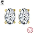 ORSA Guitar WELS-Boucles d'oreilles ovales transparentes en argent regardé 925 pour femmes clous