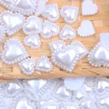 Demi-perles à dos plat en forme de cœur colle sur résine perles blanc ivoire artisanat