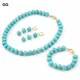 Ensembles de bijoux en pierre turquoise plaquée or pour femmes collier à facettes bleues bracelet