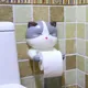 Porte-rouleau de papier toilette mural en forme de chat de dessin animé créatif sans poinçon