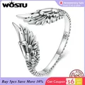 WOSTU – bague Vintage en argent Sterling 925 0.2cm anneau d'ouverture d'aile oxydé bijoux fins