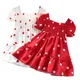 Veoraitiin-Robe imprimée à pois pour bébé fille de 3 à 7 ans tenue Leon blanc et rouge 2 styles