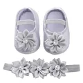 Baywell – ensemble de chaussures à fleurs et bandeau pour bébé fille chaussures en dentelle