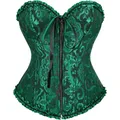 Sapubonva-Corset Vert pour Femme Bustier Sexy Brocart Fermeture Éclair Style Vintage Overbust