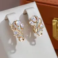 JULYDREAM – boucles d'oreilles pendantes en Zircon pour femmes modèle élégant couleur or bijoux