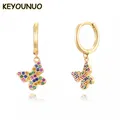 KEYOUNUO – boucles d'oreilles en Zircon pour femmes bijoux en forme de papillon couleur or bijoux