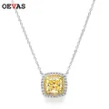 OEVAS – collier avec pendentif en argent Sterling 100% pour femmes bijoux fins en diamant jaune à