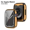Coque en or rose pour Apple Watch 45mm série 7 41mm protecteur d'écran TPU souple ultra-mince
