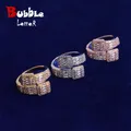 Bague baguette en forme de lettres pour femmes ajustable en or véritable bijoux Hip Hop tendance