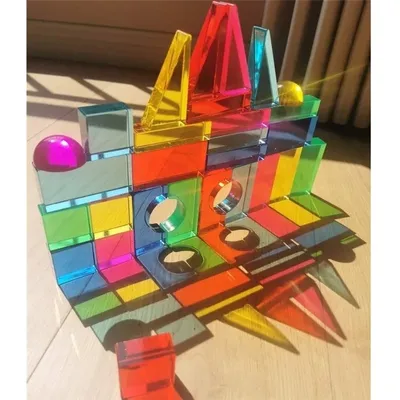 Cube en acrylique Lucite arc-en-ciel pour enfants blocs géométriques à empiler triangle haut