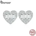 Bamoer – boucles d'oreilles brillantes en forme de cœur pour femmes en argent Sterling 925 Zircon