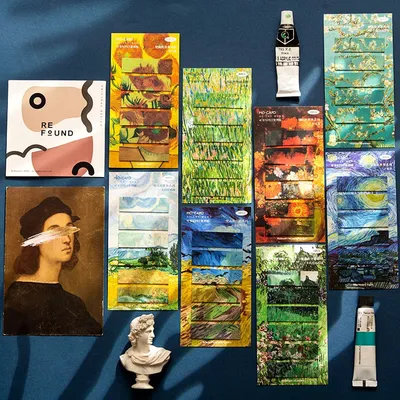 Bloc-Notes collants Van Gogh série mondiale étiquette flocons pour journal intime Scrapbook