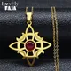 Collier pendentif croissant de lune avec nœud celtique pour femme pierre rouge acier inoxydable