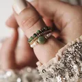 Ensembles de bagues de mariage bohème en Jade de Taiwan pour femmes bijoux en pierre naturelle