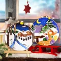 RUOPOTY-Peinture en Laine avec Cadre Brodé pour Cadeau de Noël Peinture en Feutre de Paysage de