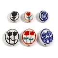 Perles ovales multicolores en céramique pour femmes motif de fleurs de tulipe entretoise