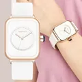 Montre-bracelet en cuir blanc étanche pour femme marque de luxe montre-bracelet tendance pour