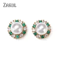 ZAKOL – boucles d'oreilles Vintage en Zircon pour femmes Vintage vert cubique fleur pour femmes