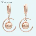 S & Z Uco-Boucles d'oreilles pendantes en or rose 585 pour femmes boucles d'oreilles pendantes