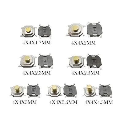 Micro-interrupteur Tactile momentané à bouton-poussoir 100 pièces 4x4MM PCB Mini-interrupteur