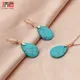 SHENJIANG-Boucles d'oreilles goutte d'eau turquoises synthétiques vintage pour femmes ensembles de